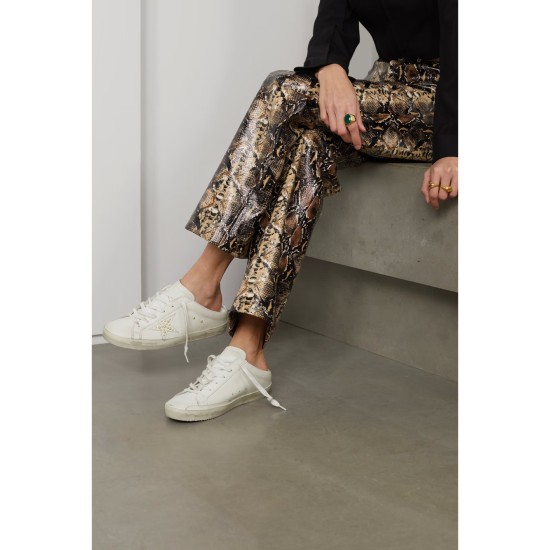 Superstar Sabot  faux pearl-embellished distressed leather slip-on sneakers