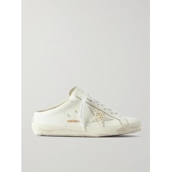 Superstar Sabot  faux pearl-embellished distressed leather slip-on sneakers