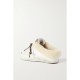 Superstar Sabot shearling-lined distressed leather and suede slip-on sneakers
