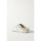 Superstar Sabot shearling-lined distressed glittered leather slip-on sneakers