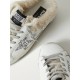Superstar Sabot shearling-lined distressed glittered leather slip-on sneakers