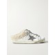 Superstar Sabot shearling-lined distressed glittered leather slip-on sneakers