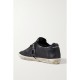 Superstar shearling-lined distressed leather sneakers