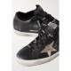 Superstar shearling-lined distressed leather sneakers