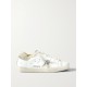 Superstar shearling-lined distressed glittered leather sneakers