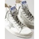 Francy glittered distressed leather and suede high-top sneakers