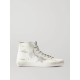 Francy glittered distressed leather and suede high-top sneakers