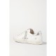 Superstar bead-embellished distressed leather and suede sneakers