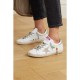 Superstar bead-embellished distressed leather and suede sneakers