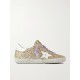 Super-Star distressed glittered leather sneakers