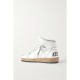 Sky-Star distressed glittered leather high-top sneakers