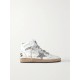 Sky-Star distressed glittered leather high-top sneakers