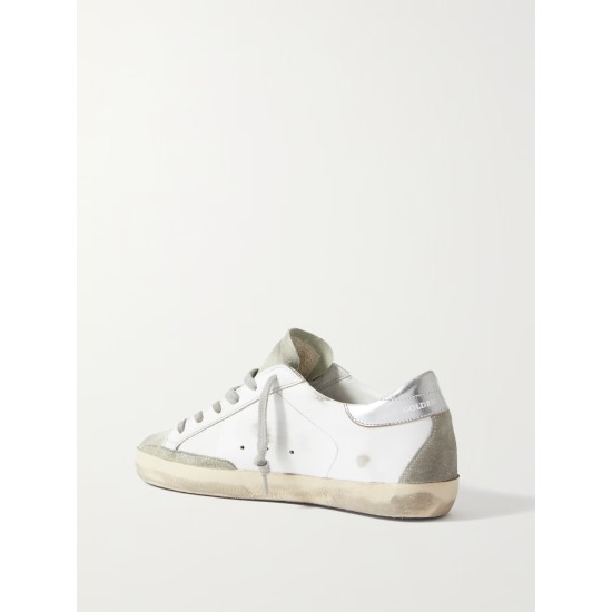 Superstar distressed metallic leather sneakers