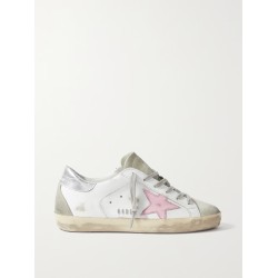Superstar distressed metallic leather sneakers