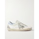 Superstar distressed leather and suede sneakers