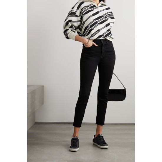 Frayed high-rise skinny jeans