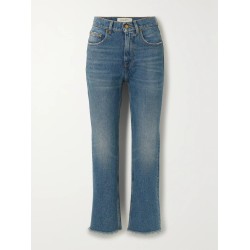 Golden high-rise cropped flared jeans