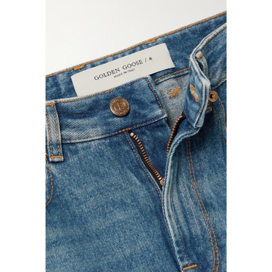 Journey distressed high-rise flared jeans