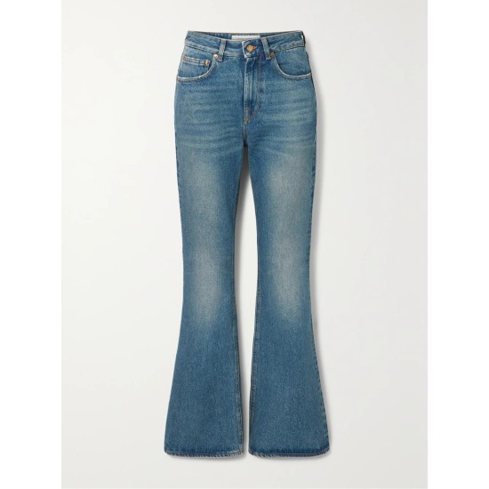 Journey distressed high-rise flared jeans
