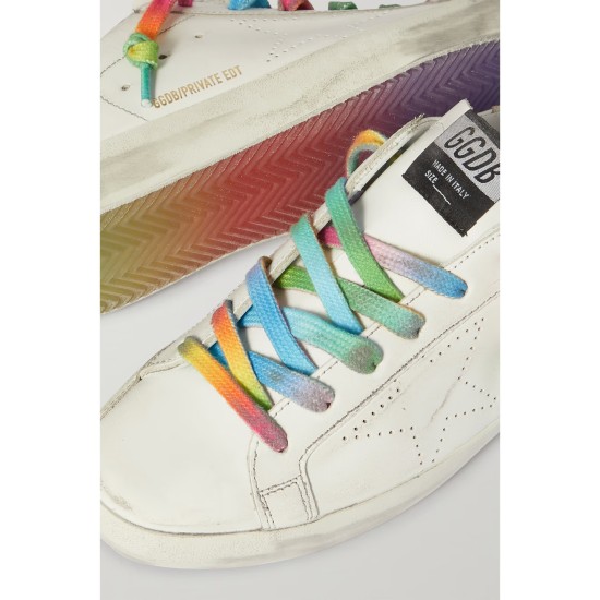 Superstar perforated distressed leather sneakers