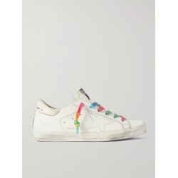 Superstar perforated distressed leather sneakers