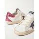 Superstar distressed glittered leather sneakers