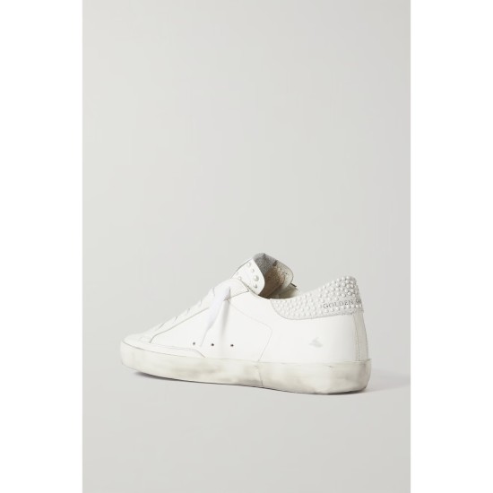 Super-Star embellished distressed glittered leather sneakers