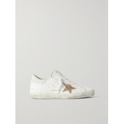 Super-Star embellished distressed glittered leather sneakers