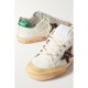 Superstar Penstar distressed leather, leopard-print-trimmed rubber sneakers