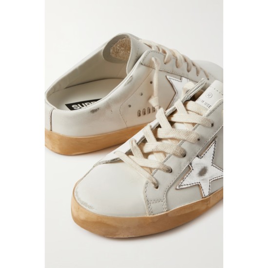 Superstar Sabot distressed leather slip-on sneakers
