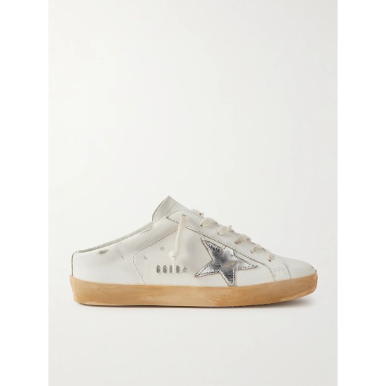 Superstar Sabot distressed leather slip-on sneakers