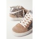 Mid Star distressed leather-trimmed leopard-print suede sneakers