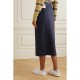 Appliquéd gabardine midi skirt
