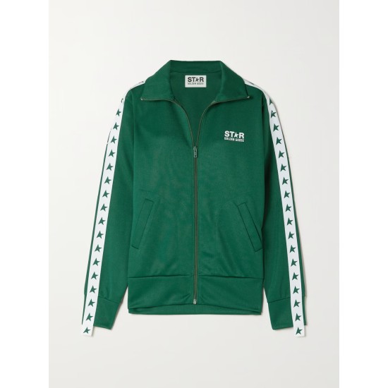 Webbing-trimmed piqué track jacket