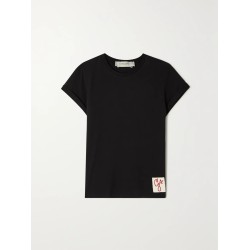 Appliquéd distressed cotton-jersey T-shirt