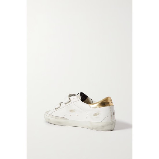 Old School distressed leather sneakers