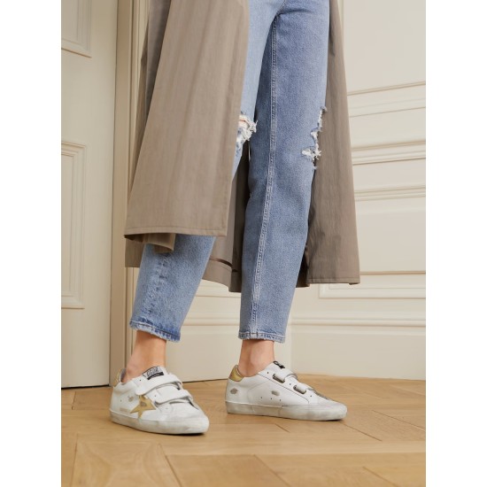 Old School distressed leather sneakers