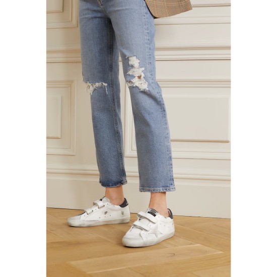 Old School distressed leather sneakers