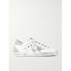 Superstar distressed suede and leather-trimmed canvas sneakers