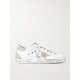 Superstar distressed suede and leather-trimmed canvas sneakers
