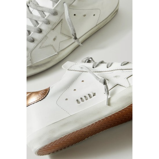 Superstar distressed metallic leather sneakers