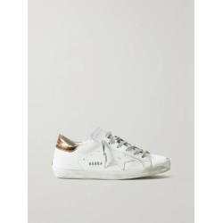 Superstar distressed metallic leather sneakers