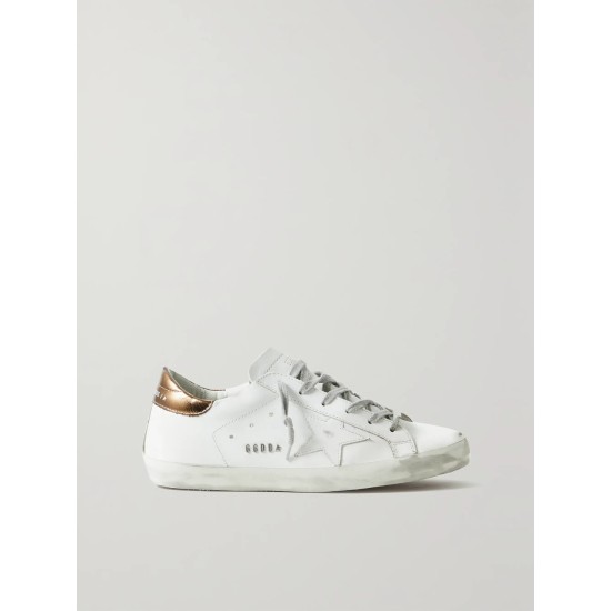 Superstar distressed metallic leather sneakers
