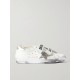 Old School shearling-lined distressed glittered leather sneakers