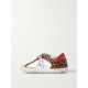 Superstar distressed leopard-print calf hair, leather and suede sneakers
