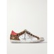 Superstar distressed leopard-print calf hair, leather and suede sneakers